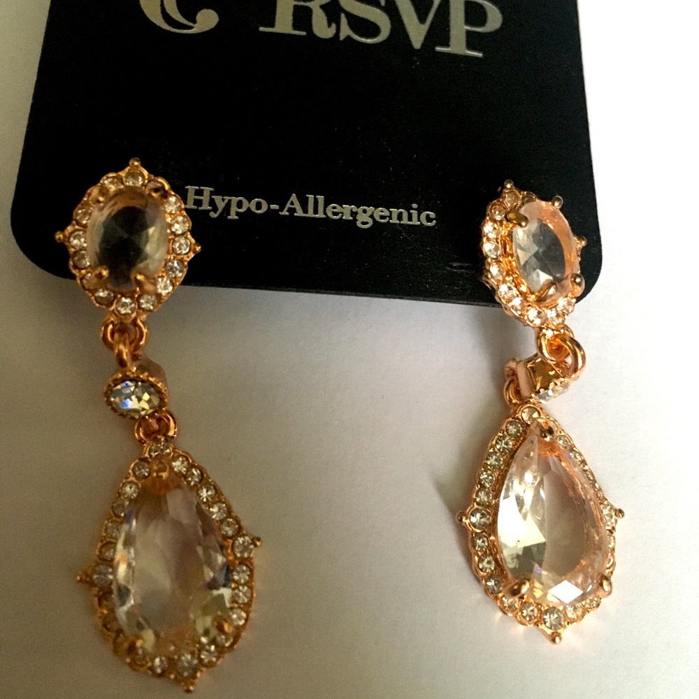 Rose gold crystal drop earrings